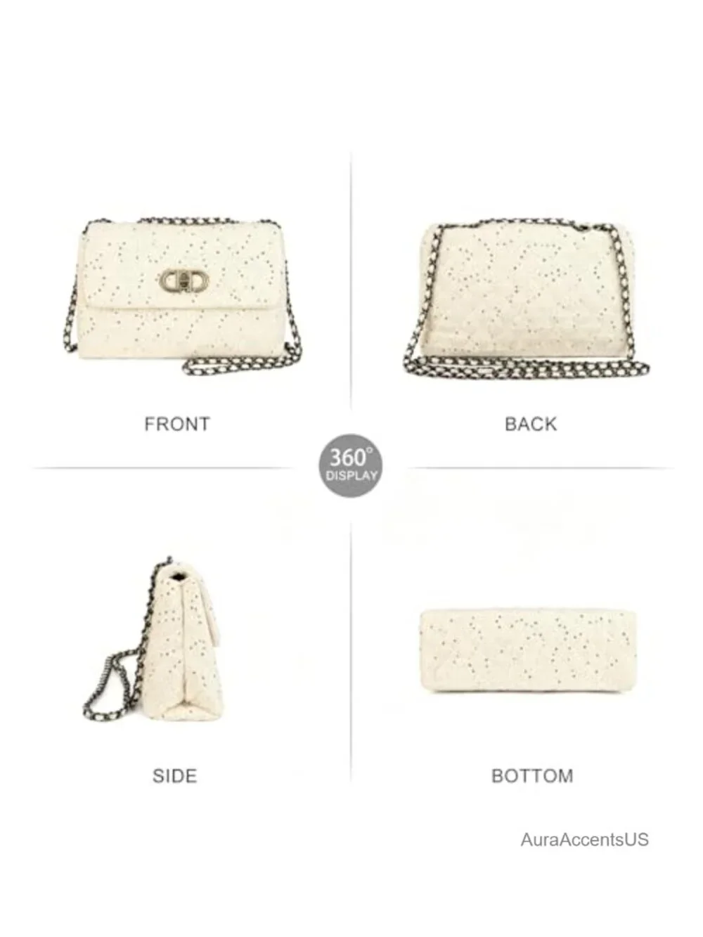 Tweed Quilted Crossbody Bag Flap Evening Clutch Purse